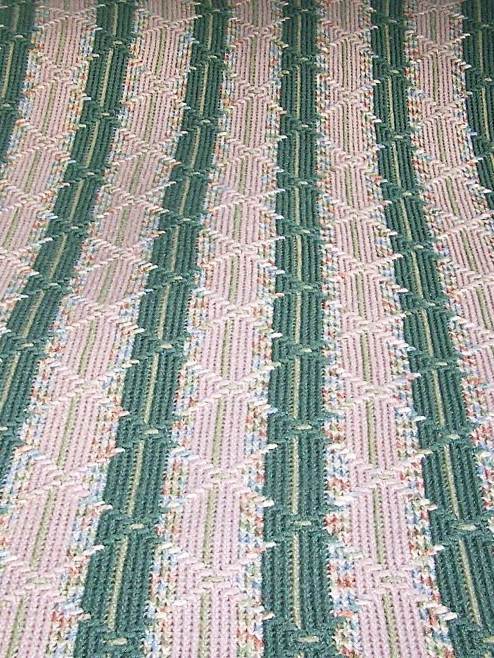 Earth Tone Striped Crochet Afghan with Fringe (41x77